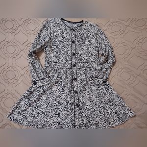 Zara black and cream abstract leopard button front mini dress size Large